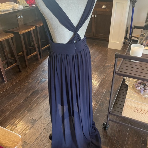 Navy blue sheer evening gown New - Picture 5 of 8